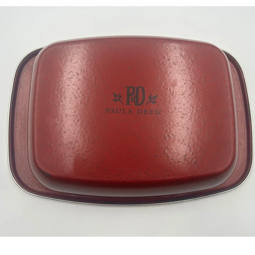Paula Deen Red Speckled Enamel on Steel Rectangular Baking Pan Casserole 10x14